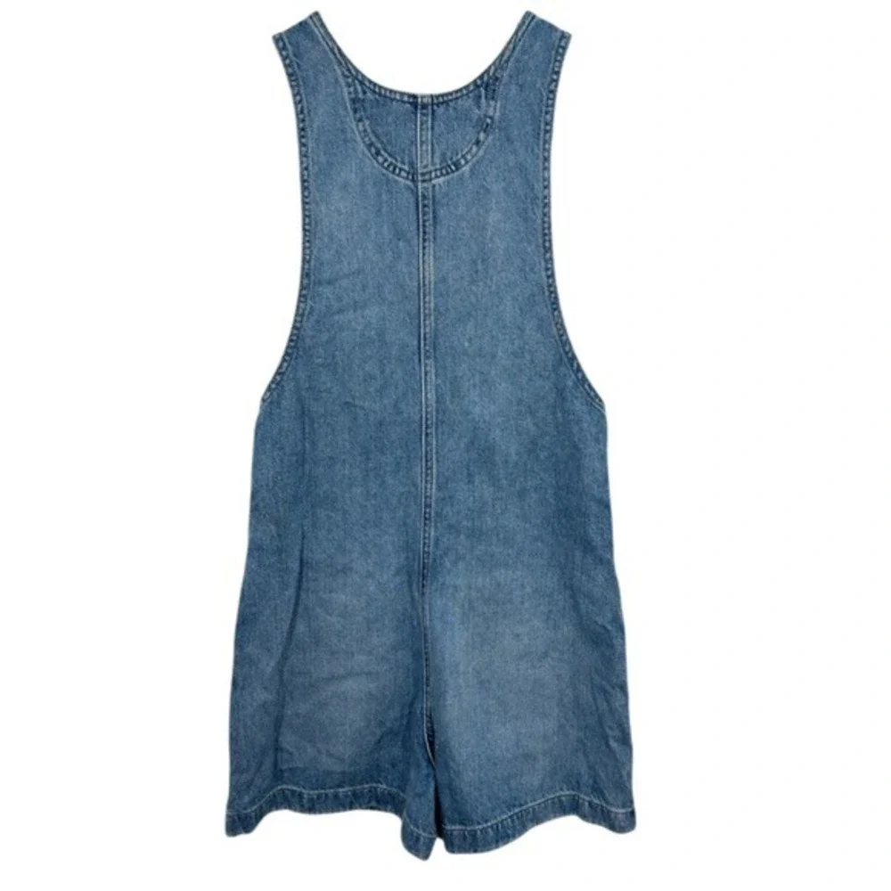 Madewell Scoopneck Denim Shortalls Chambray‎ Blue XXS Button Front Patch Pockets - Picture 4 of 14